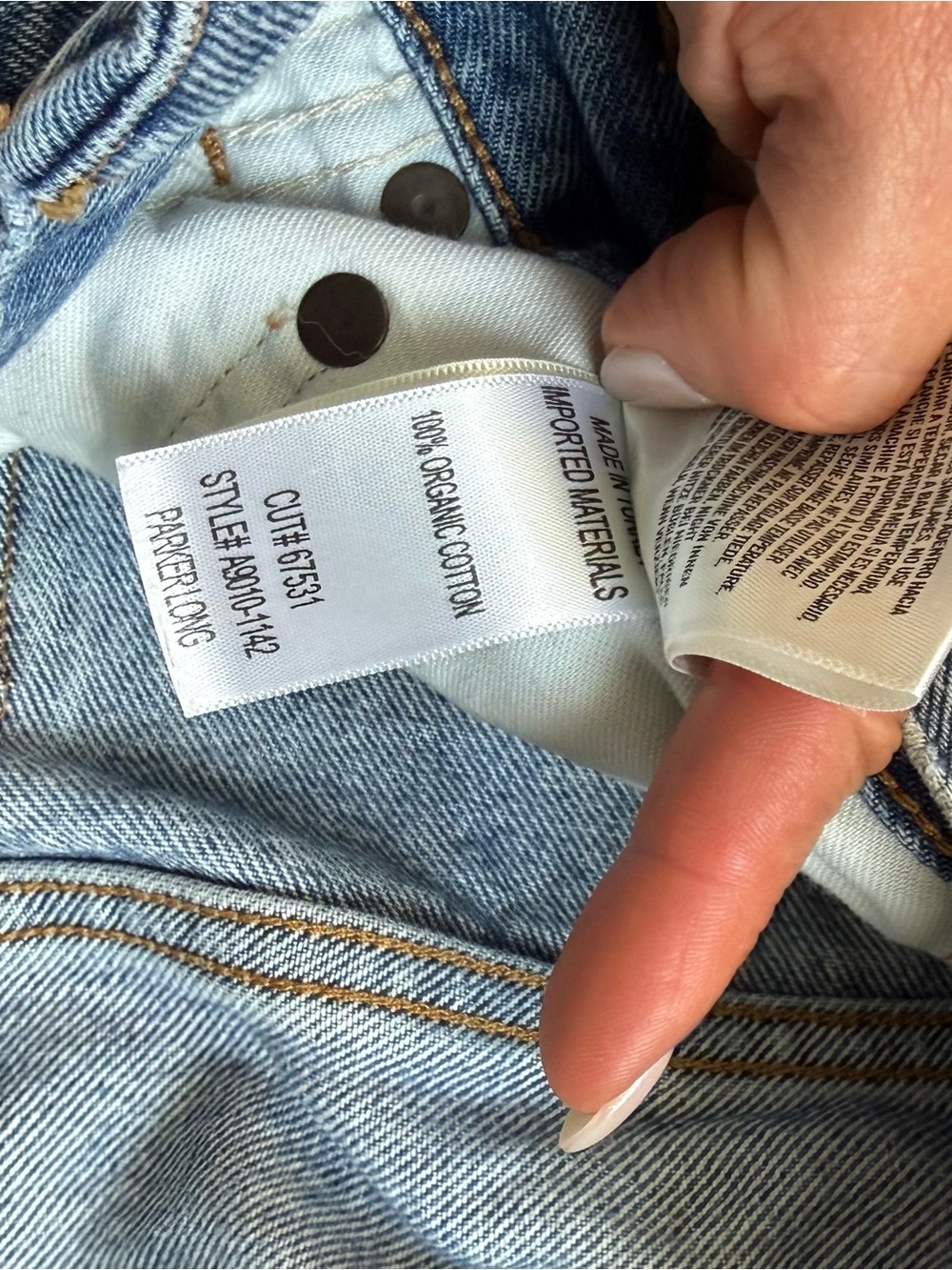 Agolde Parker Long Blue Distressed Cutoff Denim Shorts - Picture 3 of 3
